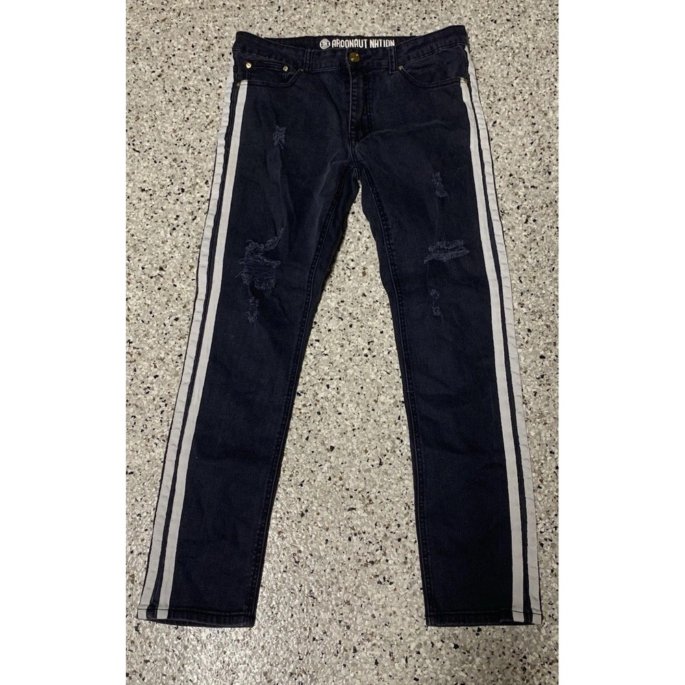 Argonaut Nations Ripped Side Stripe Stretch Skinny Jeans (B455)